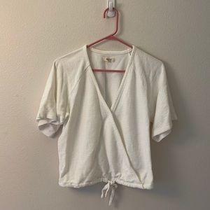 Madewell Drapey Ottoman Jacquard Faux Wrap Top